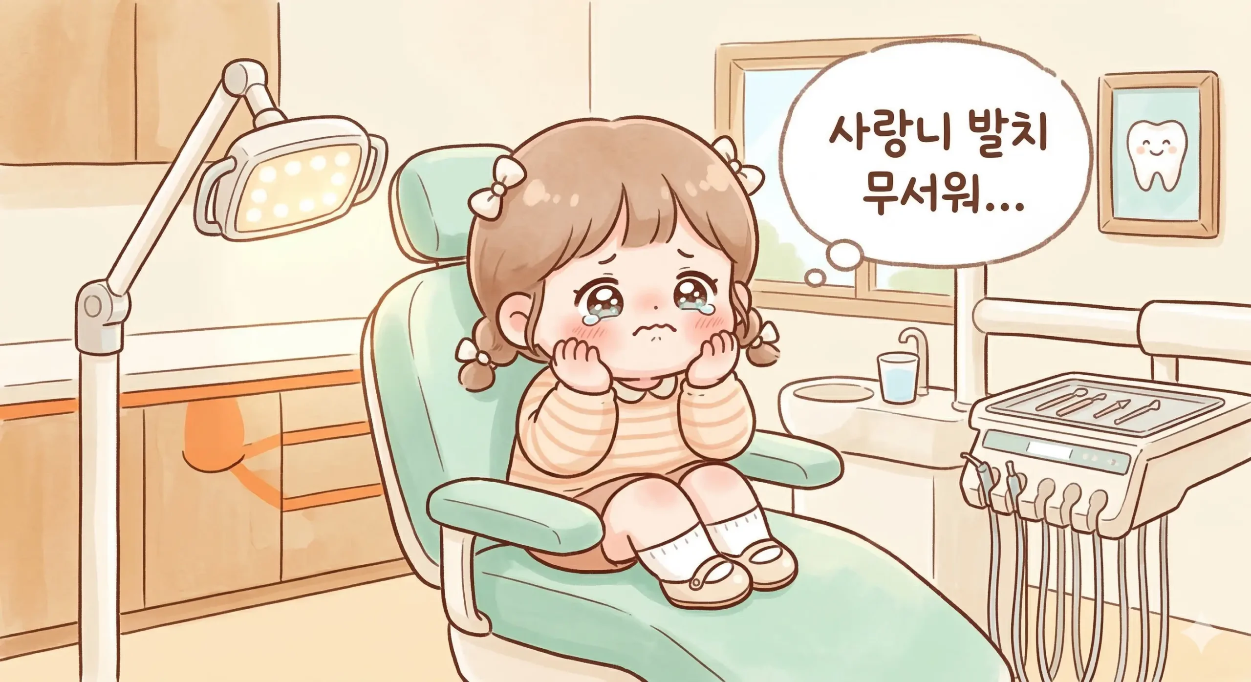 IMG 0 - 사랑니 발치가 무서운 환자 > alt: 사랑니 발치 후 주의사항 - 치과 체어에 앉아 걱정하는 환자 일러스트 > 유형: AI생성 (Gemini) > 파일: iszrw4